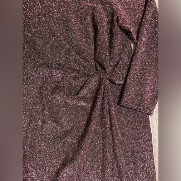 TORRID Pink & black Shimmer Metallic Long Sleeve Knotted Front Size 0/Large/12 - Picture 2 of 11